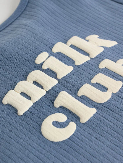 |BabyBoy| Pacote Com 3 Macacões De Dormir Azuis Slogan Para Bebês 100% Algodão (0 meses a 2 anos)