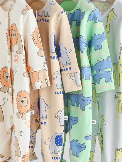 |BabyBoy| Pacote Com 4 Macacões De Dormir Animal Baby 100% Algodão (0 meses a 2 anos)