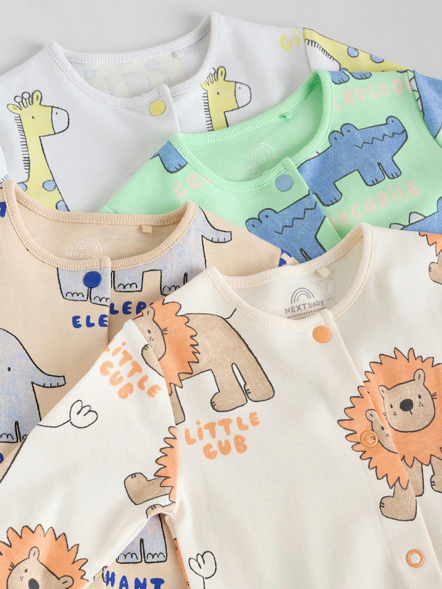 |BabyBoy| Pacote Com 4 Macacões De Dormir Animal Baby 100% Algodão (0 meses a 2 anos)