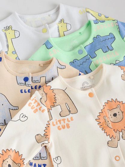 |BabyBoy| Pacote Com 4 Macacões De Dormir Animal Baby 100% Algodão (0 meses a 2 anos)