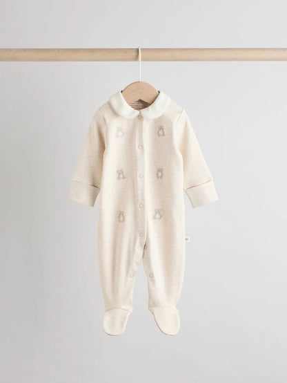 |BabyBoy| Pacote Com 3 Macacões Bordados Neutros Para Bebês (0 a 2 anos)