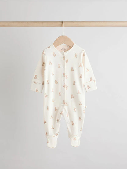 |BabyBoy| Pacote Com 3 Macacões Bordados Neutros Para Bebês (0 a 2 anos)