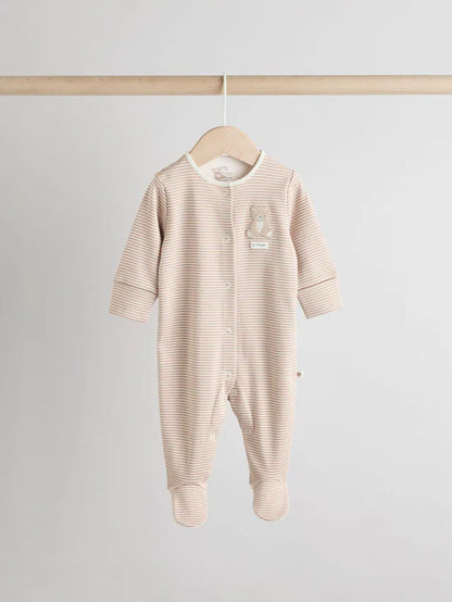 |BabyBoy| Pacote Com 3 Macacões Bordados Neutros Para Bebês (0 a 2 anos)