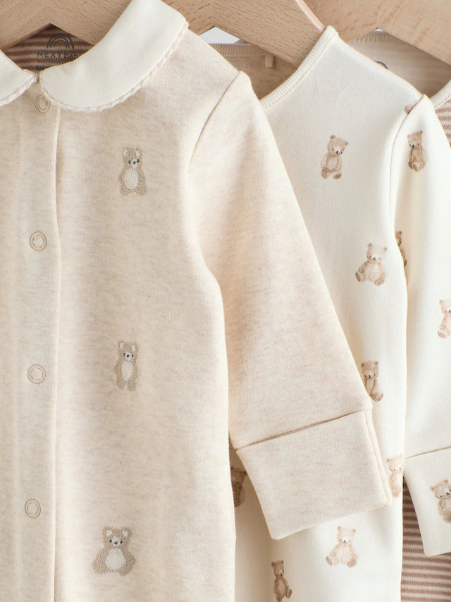 |BabyBoy| Pacote Com 3 Macacões Bordados Neutros Para Bebês (0 a 2 anos)