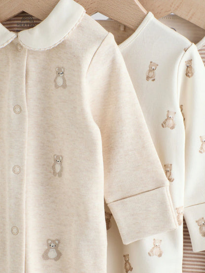 |BabyBoy| Pacote Com 3 Macacões Bordados Neutros Para Bebês (0 a 2 anos)