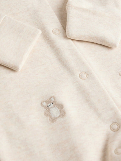 |BabyBoy| Pacote Com 3 Macacões Bordados Neutros Para Bebês (0 a 2 anos)