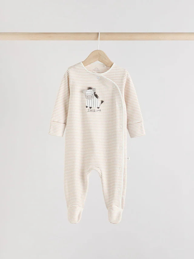 |BabyBoy| Pacote Com 3 Macacões De Dormir Para Bebês, 100% Algodão, Cinza, Zebra (0-2 anos)