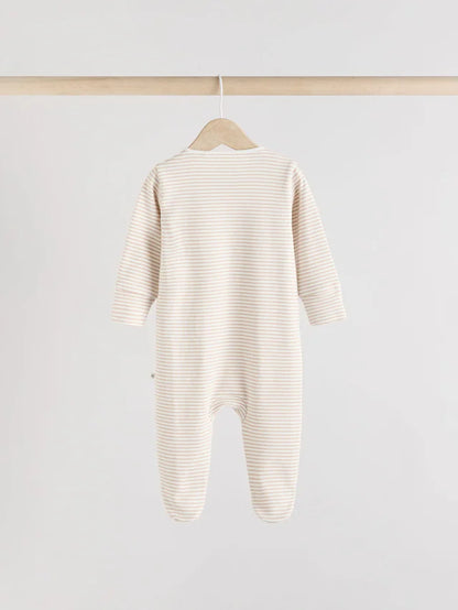 |BabyBoy| Pacote Com 3 Macacões De Dormir Para Bebês, 100% Algodão, Cinza, Zebra (0-2 anos)