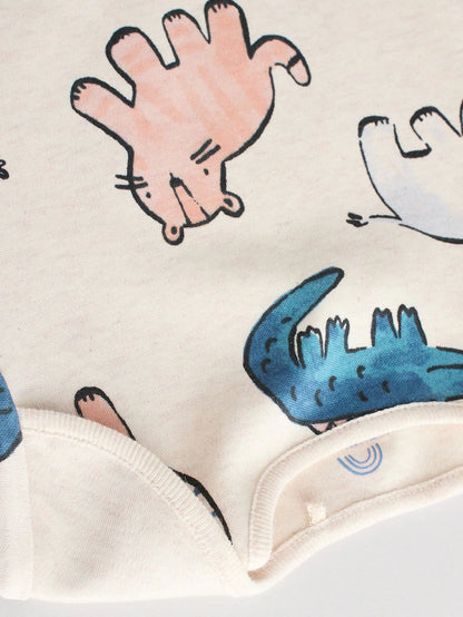 |BabyBoy| Macacão Infantil Safari 100% Algodão Manga Curta Azul Marinho/Marrom Bege, Pacote com 5