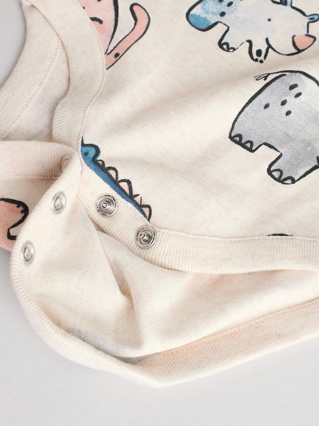 |BabyBoy| Macacão Infantil Safari 100% Algodão Manga Curta Azul Marinho/Marrom Bege, Pacote com 5