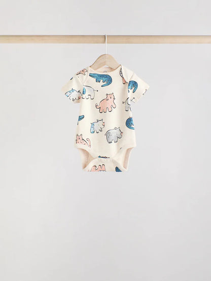 |BabyBoy| Macacão Infantil Safari 100% Algodão Manga Curta Azul Marinho/Marrom Bege, Pacote com 5