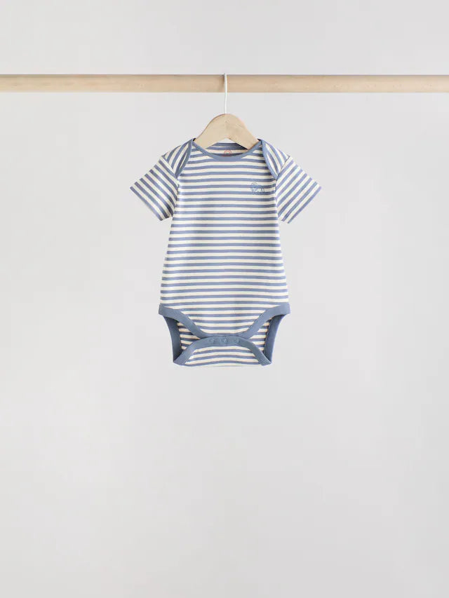 |BabyBoy| Macacão Infantil Safari 100% Algodão Manga Curta Azul Marinho/Marrom Bege, Pacote com 5