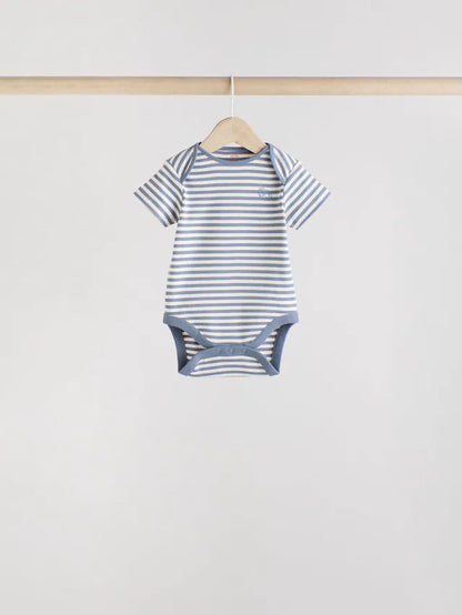 |BabyBoy| Macacão Infantil Safari 100% Algodão Manga Curta Azul Marinho/Marrom Bege, Pacote com 5