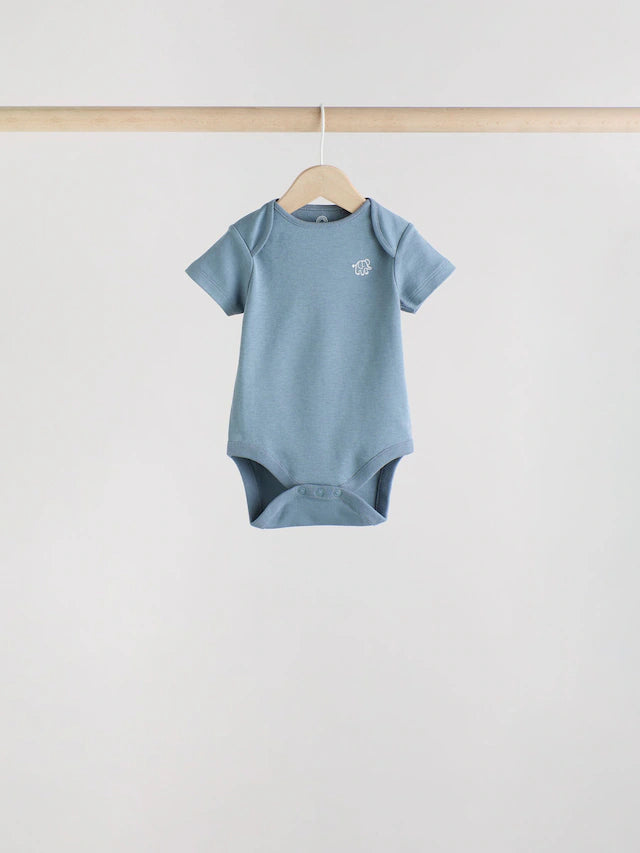 |BabyBoy| Macacão Infantil Safari 100% Algodão Manga Curta Azul Marinho/Marrom Bege, Pacote com 5