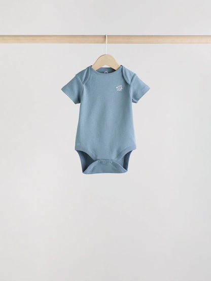 |BabyBoy| Macacão Infantil Safari 100% Algodão Manga Curta Azul Marinho/Marrom Bege, Pacote com 5