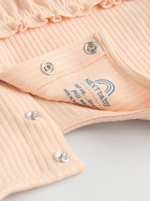 |BabyGirl| Blusa Canelada Manga Curta Azul/Rosa/Branca Para Bebê