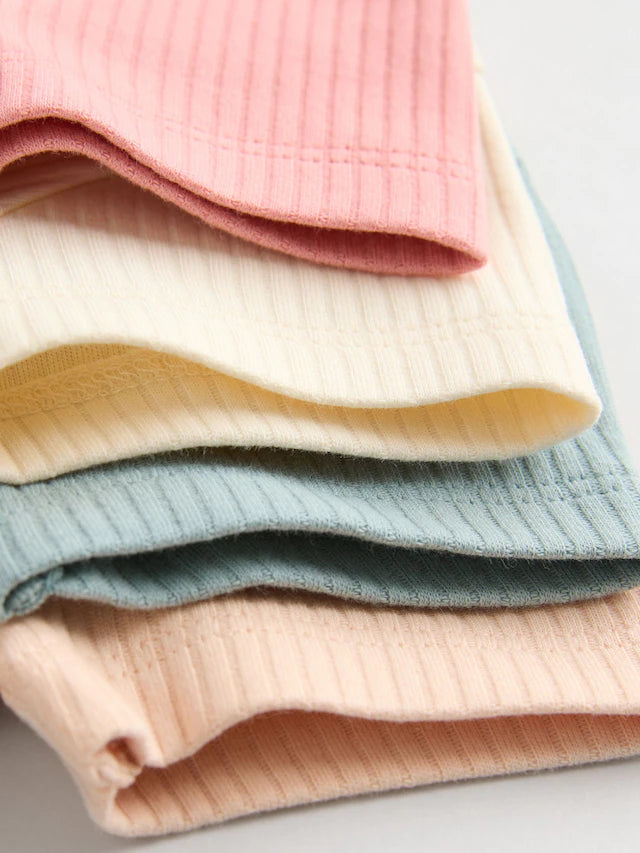 |BabyGirl| Blusa Canelada Manga Curta Azul/Rosa/Branca Para Bebê