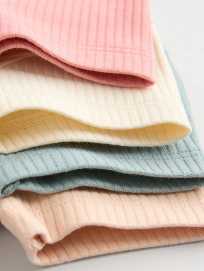 |BabyGirl| Blusa Canelada Manga Curta Azul/Rosa/Branca Para Bebê