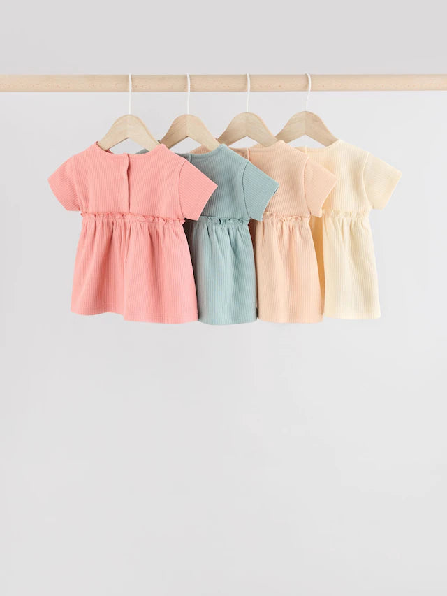 |BabyGirl| Blusa Canelada Manga Curta Azul/Rosa/Branca Para Bebê