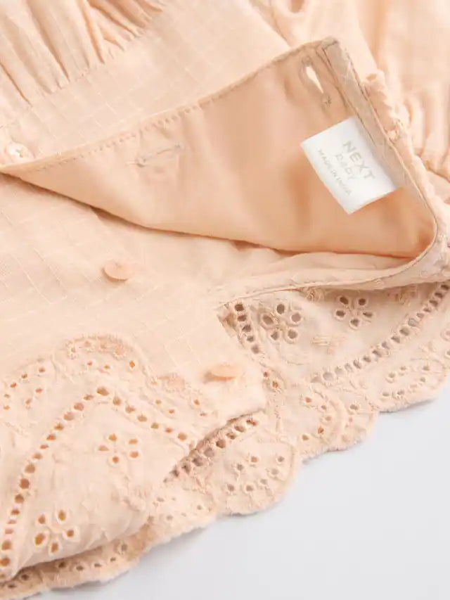 |BabyGirl| Macacão De Bebê Bloomer 100% Algodão, Tecido Rosa Pêssego, Manga Longa (0 meses a 3 anos)