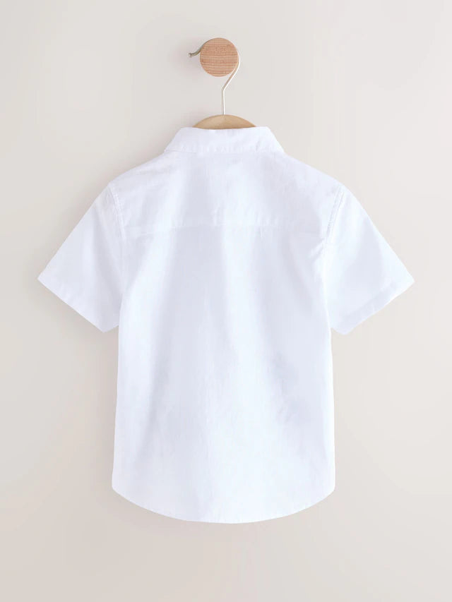 |Boy| Camisa Bordada De Manga Curta Com Palmeira Branca 100% Algodão (3 meses a 7 anos)