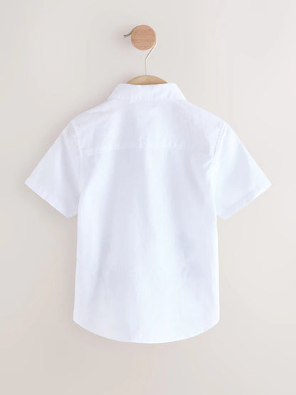 |Boy| Camisa Bordada De Manga Curta Com Palmeira Branca 100% Algodão (3 meses a 7 anos)