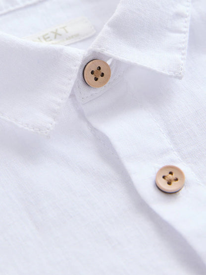 |Boy| Camisa Bordada De Manga Curta Com Palmeira Branca 100% Algodão (3 meses a 7 anos)