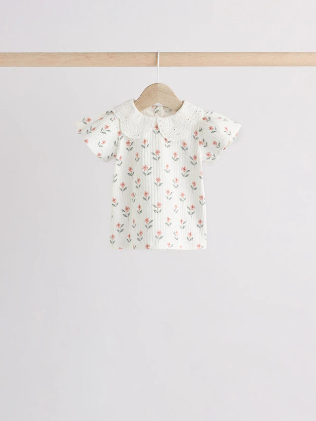 |BabyGirl| Conjunto De 6 Blusas e Leggings Para Bebês Com Estampa Floral Rosa/Verde Salva/Branco