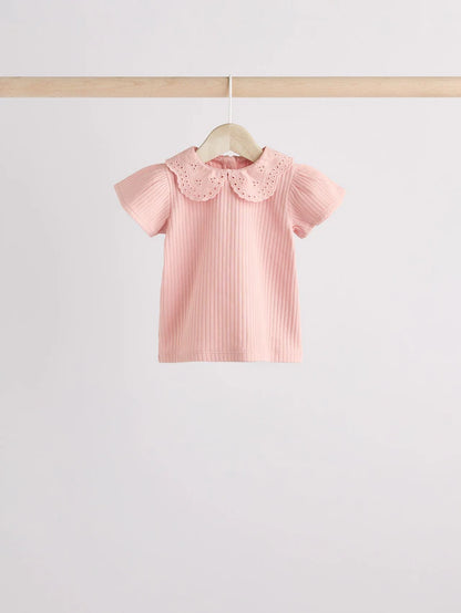 |BabyGirl| Conjunto De 6 Blusas e Leggings Para Bebês Com Estampa Floral Rosa/Verde Salva/Branco