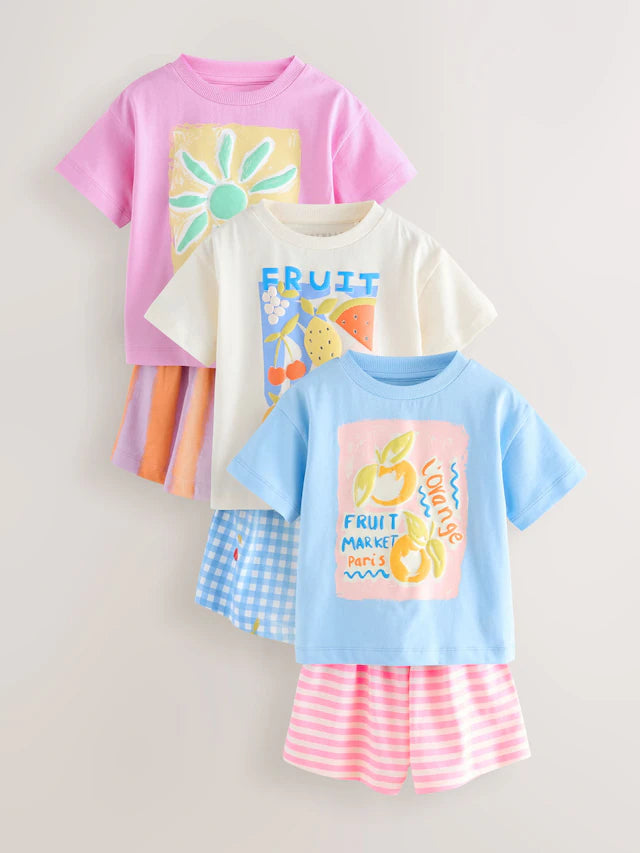 |BigGirl| Pacote Com 3 Pijamas Curtos Multifuncionais (9 meses a 12 anos)