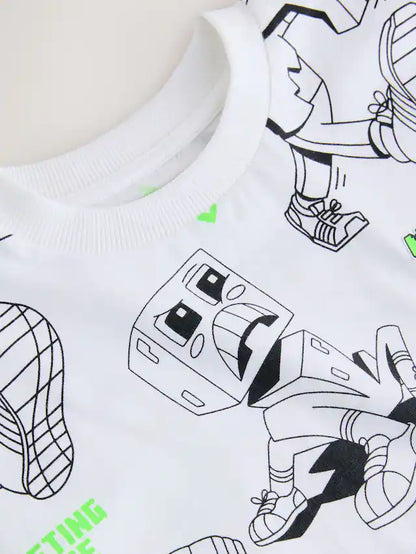 |BigBoy| Camiseta Branca Licenciada Do Minecraft Com Estampa Completa (3 a 16 anos)