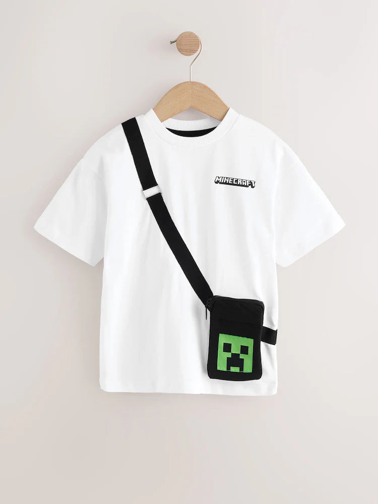 |BigBoy| Camiseta Branca Licenciada Do Minecraft (3 a 16 anos)