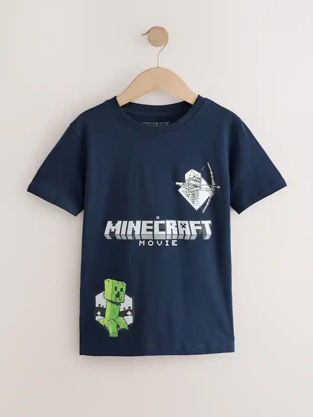 |BigBoy| Camiseta Azul Marinho Licenciada Do Minecraft (3 a 16 anos)