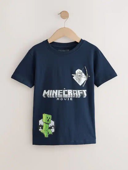 |BigBoy| Camiseta Azul Marinho Licenciada Do Minecraft (3 a 16 anos)