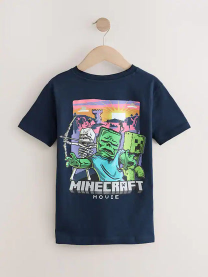 |BigBoy| Camiseta Azul Marinho Licenciada Do Minecraft (3 a 16 anos)
