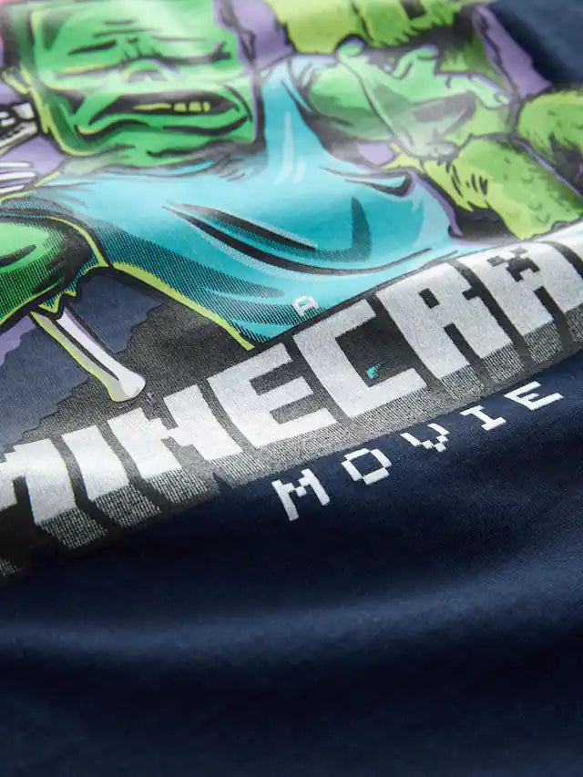 |BigBoy| Camiseta Azul Marinho Licenciada Do Minecraft (3 a 16 anos)