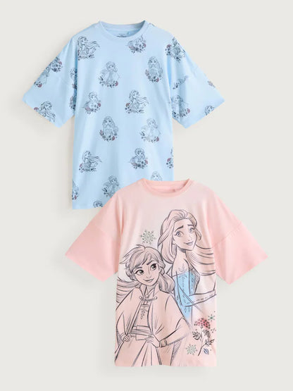 |BigGirl| Pacote Com 2 Camisolas Frozen Azuis (2-12 anos)