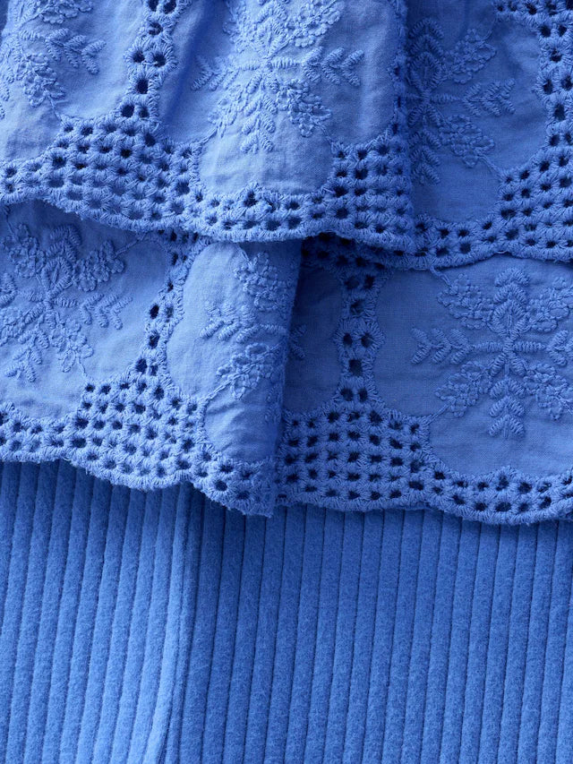 |Girl| Conjunto De Colete e Shorts De Ciclismo Azul Bordado (3 meses a 7 anos)