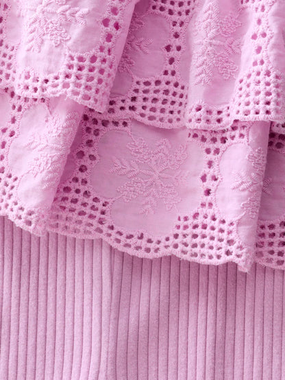 |Girl| Conjunto De Colete e Shorts De Ciclismo Bordados Lilás Roxo (3 meses a 7 anos)