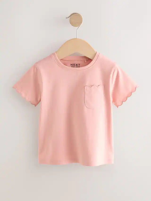 |Girl| Camiseta Rosa 100% Algodão Estampada Manga Curta Com Vieira (3 meses a 7 anos)
