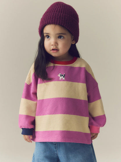 |Girl| Blusa de Manga Longa com Punhos e Listras Roxas (3 meses a 7 anos)