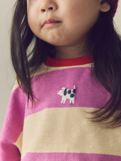 |Girl| Blusa de Manga Longa com Punhos e Listras Roxas (3 meses a 7 anos)