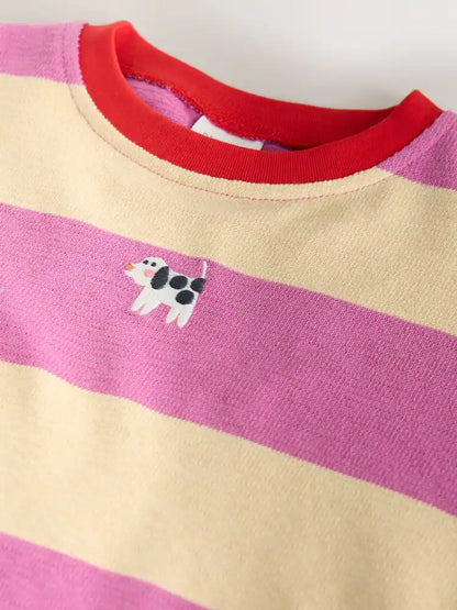 |Girl| Blusa de Manga Longa com Punhos e Listras Roxas (3 meses a 7 anos)