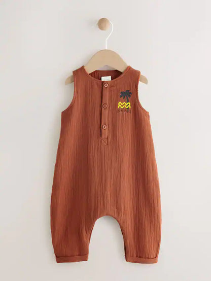 |BabyBoy| Macacão De Bebê Marrom Ferrugem (0 meses a 2 anos)