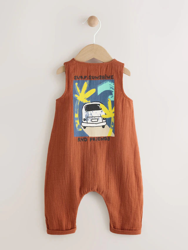 |BabyBoy| Macacão De Bebê Marrom Ferrugem (0 meses a 2 anos)