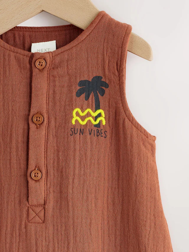 |BabyBoy| Macacão De Bebê Marrom Ferrugem (0 meses a 2 anos)