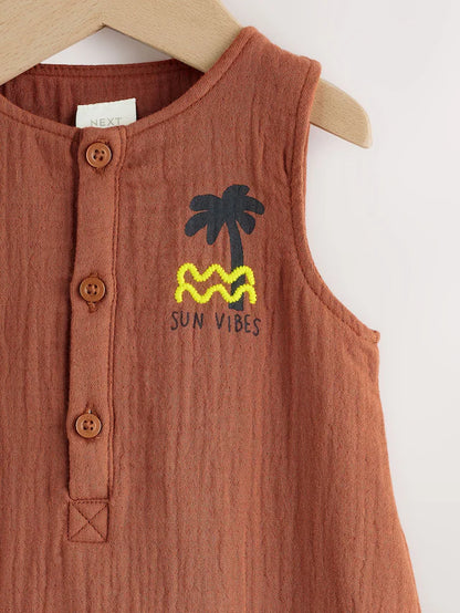 |BabyBoy| Macacão De Bebê Marrom Ferrugem (0 meses a 2 anos)