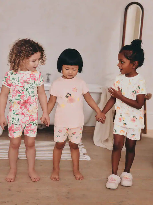 |Girl| Kit com 3 Pijamas Curtos de Fada Rosa (9 meses a 12 anos)