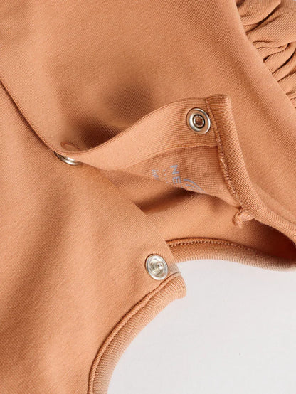 |BabyGirl| Vestidos De Malha Estampados Marrom Ferrugem e Creme Para Bebês, Pacote Com 2 (0 meses a 3 anos)