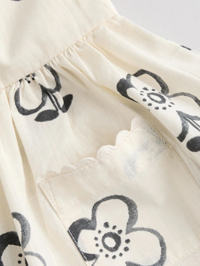 |BabyGirl| Leggings Para Bebês 100% Algodão Com Estampa Floral Preta/Branca (0 meses a 2 anos)